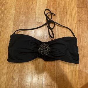 Apostrophe Black Bikini/Bandeau Top with Flower Size Large